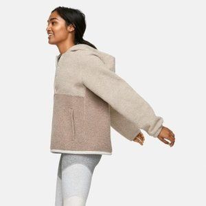 Outdoor Voices Two-Tone Hooded Jacket - Beige and Brown